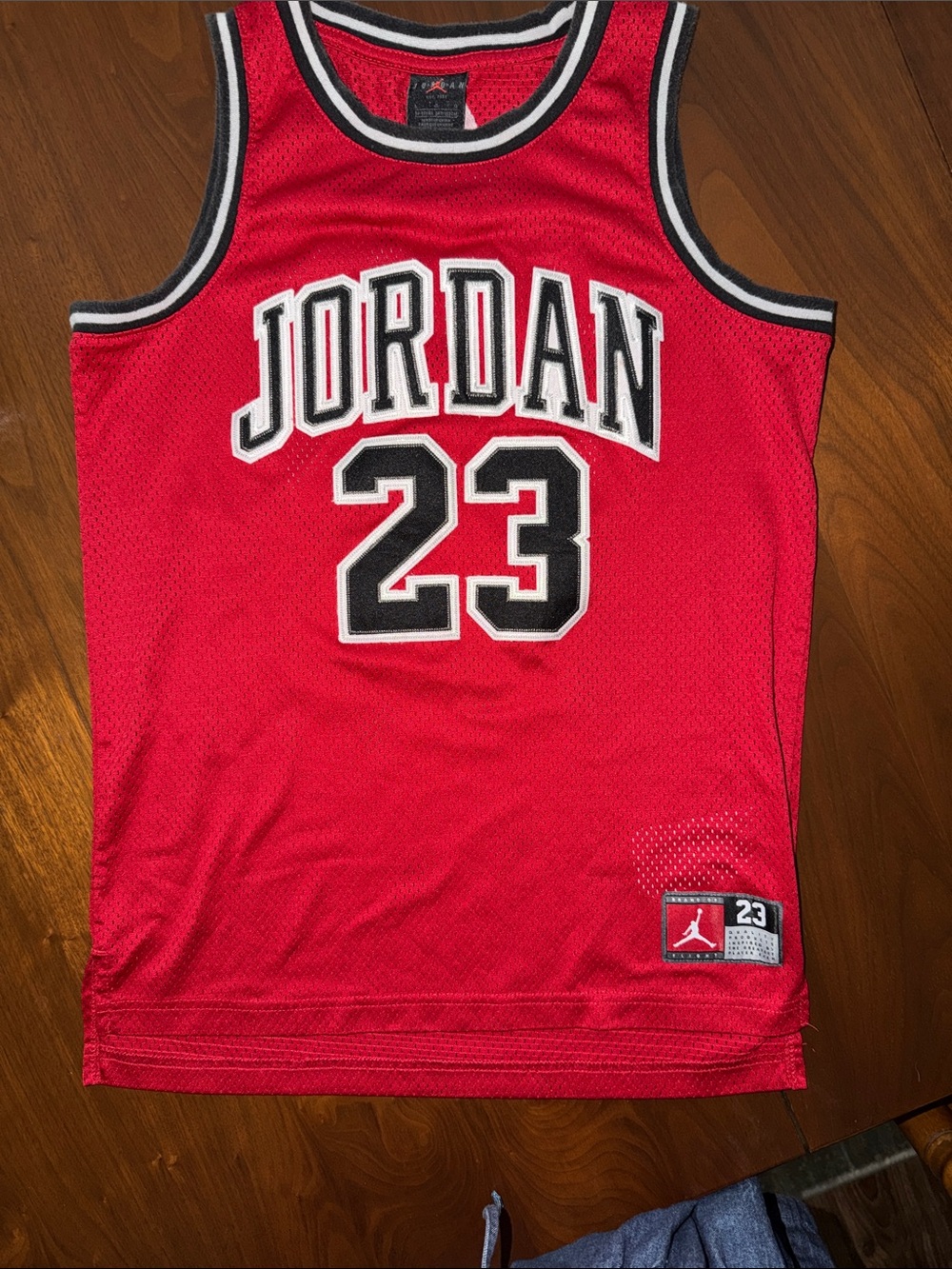 Jordan Red and Black 23 Mesh Basketball Jersey